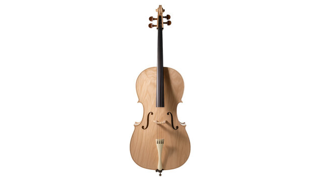 Isolated beautiful light wood cello, a classical orchestral string instrument