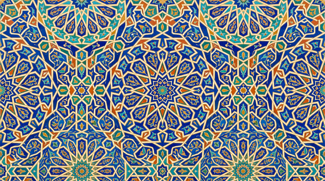  Patr&oacute;n geom&eacute;trico inspirado en mosaicos &aacute;rabes tradicionales. Fondo ornamental ideal para dise&ntilde;o decorativo y arquitectura.
