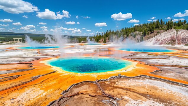 Vibrant Colors and Steaming Pools at Yellowstone National Park