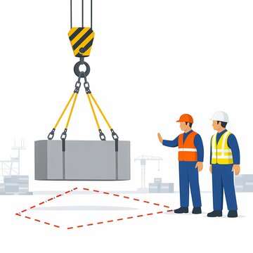 Safe Exclusion Zone Around Suspended Crane Load on Construction Site