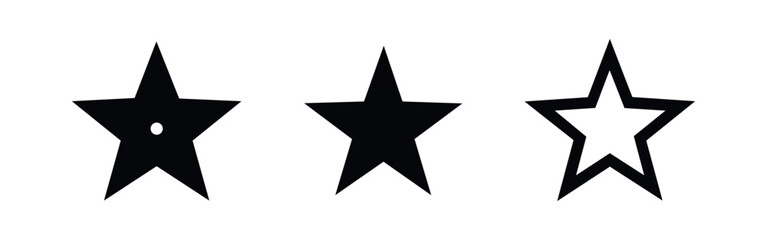 Obraz premium Black Star Icons Collection. Vector symbols for rating, favorite, quality, or achievement, isolated on white background.