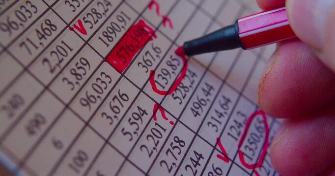 Paper work.Close up shoot  of a marker and numbers on a paper.Concept of Business theme.
