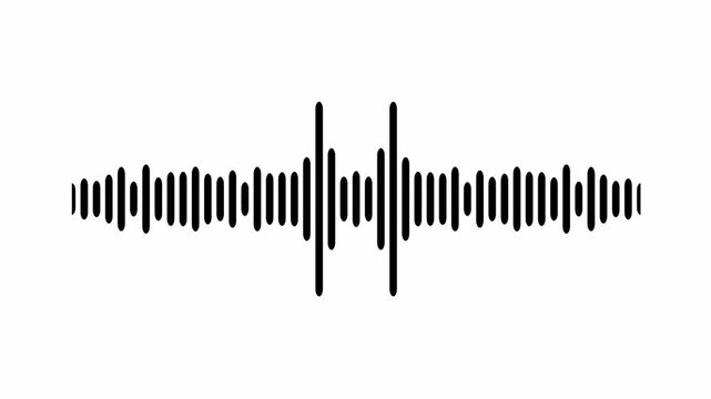 Audio wave spectrum, white background, animated audio waveform spectrum, black audio visualizer on background, audio waveform visualization, audio image, waveform loop, audio equalizer.