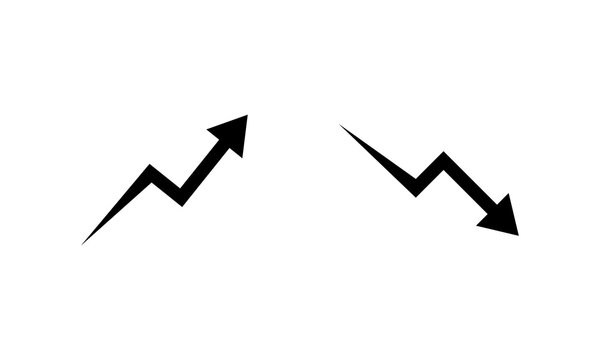 Up down trend icon. Growth and decline symbol. Increase decrease arrow sign