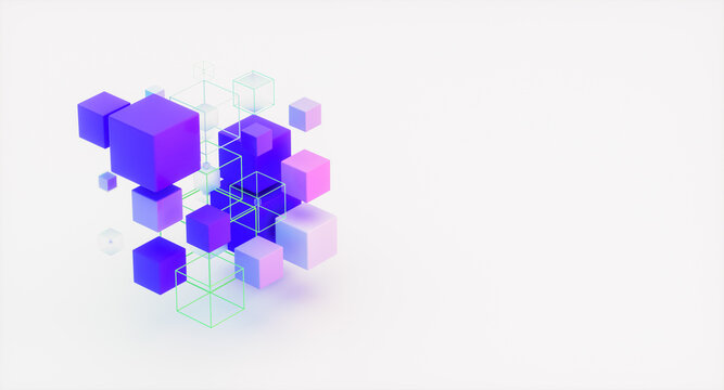 Abstract futuristic innovation business technology background with isometric 3d cube. 3d rendering.