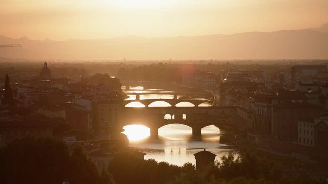 Sunset Over Ponte Vecchio and Arno River, Florence