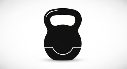 Fototapeta premium Black and white illustration of a kettlebell, fitness equipment for strength training and exercise.