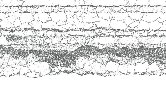 Cracked asphalt texture with horizontal layers and granular detail surface grunge