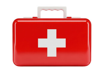 Obraz premium First aid kit box with white cross isolated on transparent background