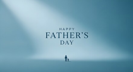Fototapeta premium Happy father's day celebration with a lone figure in a vast blue landscape