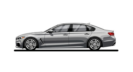 Obraz premium Modern silver sedan car illustration isolated on white background copy space