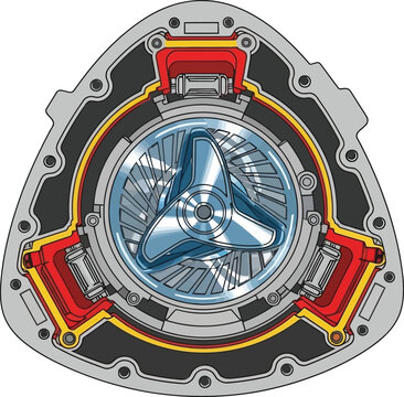 Detailed Cutaway View of a Rotary Engine Component.