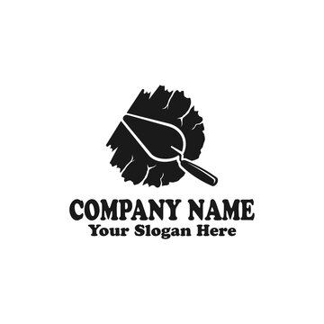Creative icon concept for bricklaying work. Spatula vector logo template for home repair services or building companies.
