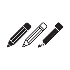 Fototapeta premium Three writing utensils a pencil a graphite pencil and a marker