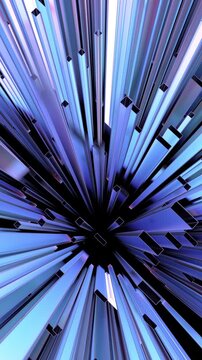 Abstract purple glass lines, vertical 4k seamless loop 3d animation