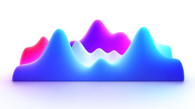 3D Abstract Vibrant Fluid Wave Graph on White Background