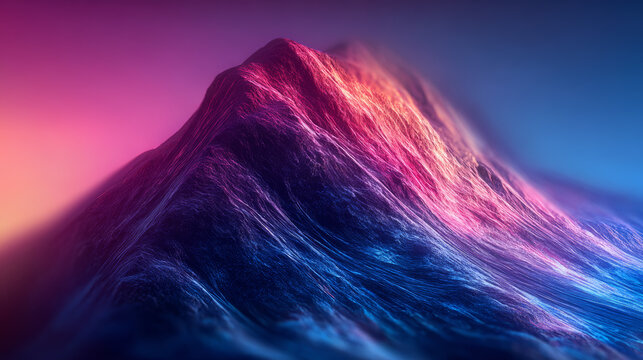 Abstract Vibrant Neon Mountain Peak Digital Illustration