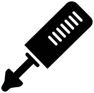 Solid black silhouette icon representing a clone stamp tool used in graphic design and photo editing software for retouching and duplication isolated on a white background vector