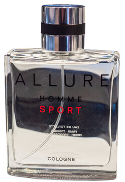 Bottles of Allure Homme Sport Eau de Toilette by Chanel, a sophisticated men&rsquo;s fragrance perfect for any season..Milan - Italy,26 March 2026