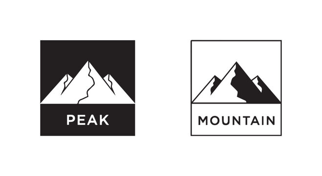 Two minimalist mountain logos with peak and mountain text