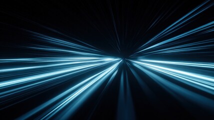 Fototapeta premium Abstract Light Streaks in Tunnel: Futuristic, Dynamic, Speed and Energy Concept with Blue Light