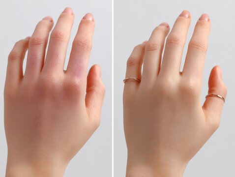 Raynaud's Phenomenon Comparison: Before and After Treatment Shows Improved Circulation and Reduced Skin Discoloration