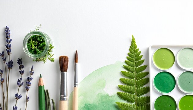 Botanical Illustration Art Supplies on White