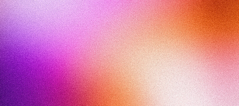 Purple pink orange grainy gradient background, noise texture effect abstract vibrant banner header, digital wallpaper or poster backdrop design