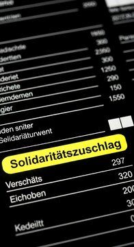 Solidarit?tszuschlag Tax Information Displayed on a Black Background.