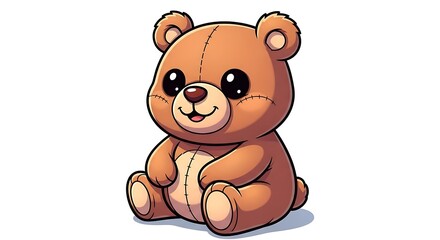 Fototapeta premium Charming Cartoon Teddy Bear Illustration - A Cuddly Childhood Companion