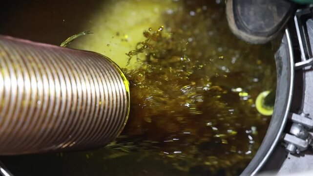 Sunflower Oil Filling Process into Industrial Storage Tank