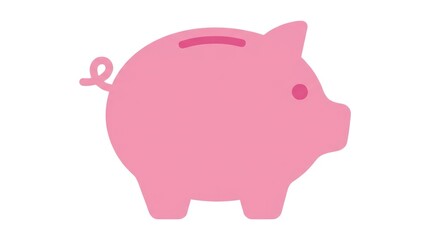 Fototapeta premium Pink piggy bank icon symbol, representing savings, finance, and investment concept.