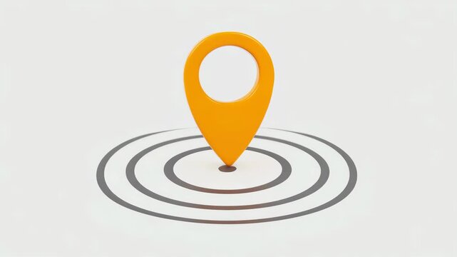 3D Location Pin Icon on Target Rings Minimal Navigation Concept