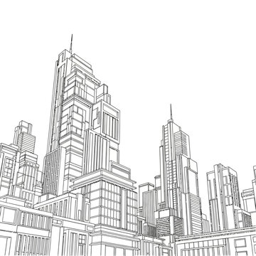 Tall buildings in a cityscape.