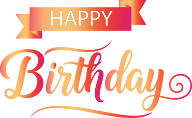 Obraz premium Vibrant colorful happy birthday text with ribbon