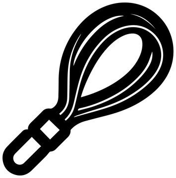 Abstract black filled icon representing a lasso selection tool symbolizing choice selection and digital design isolated on a clean white background with graphic simplicity