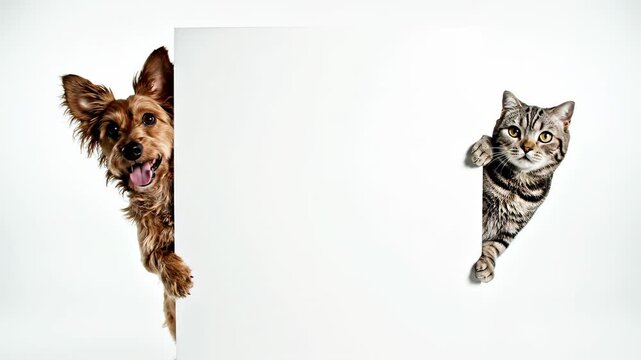 This captures a delightful moment of a dog and a cat interacting in a home environment, showcasing their unique personalities and the special bond between pets.