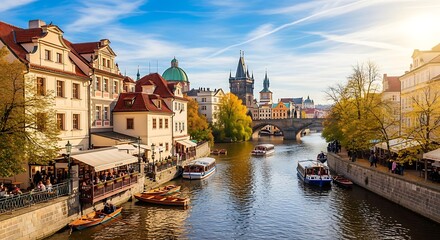 Obraz premium Picturesque Prague - A Scenic Journey Through History and Beauty.