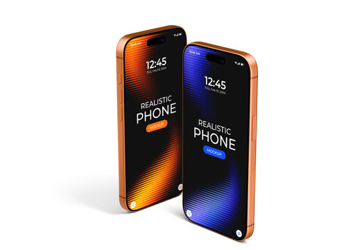 Realistic Two Phone Mockup Template