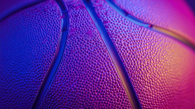 Basketball texture closeup sport ball leather detail neon banner background pattern design athletic surface concept for poster header website app card template modern style