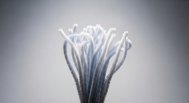 Bunch Silver Chenille Stems Silver Background Abstract Composition Artistic Close Up Pipe Cleaners Arts And Crafts Creative Hobby Material