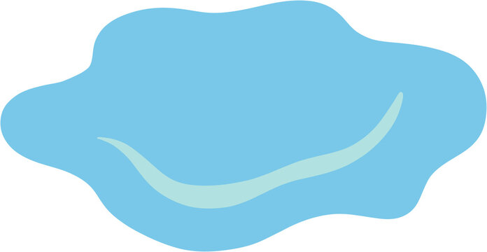 Blue water puddle flat vector isolated on black background