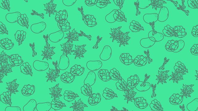 Outlines of bones, potatoes, and organic shapes on green ideal for spooky or creative projects like halloween designs or abstract art.