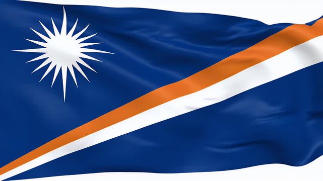 A close-up view of a national flag with a white star on a blue field and diagonal stripes