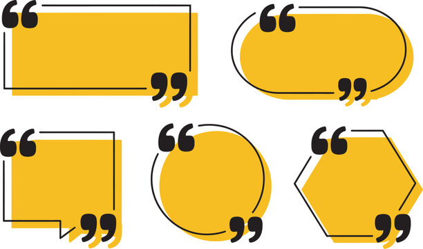 Quote box frame set, texting quote boxes templates, black line frames for definition remark citation design, vector illustration text border collection