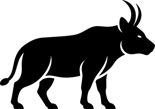 Black silhouette of a bull or cow with horns