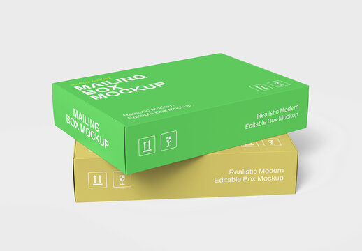 Cardboard Mailer Box Mockup Set