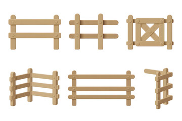 Obraz premium Wooden fence sections brown isolated on a transparent background