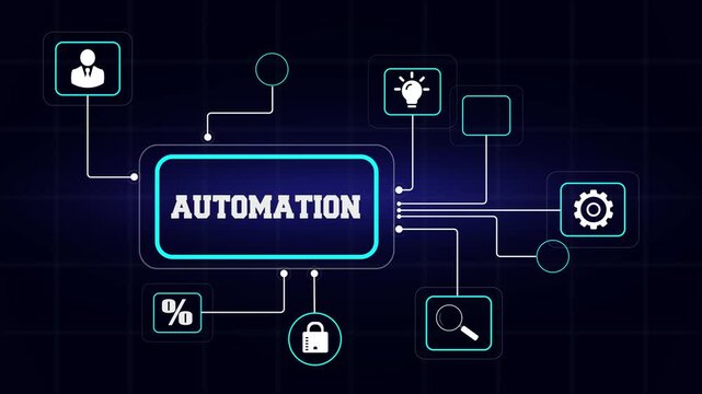 Implementing business automation for financial growth and operational success displayed with modern digital icons