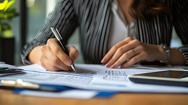Accountant reviewing documents 